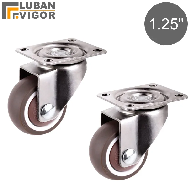 

Mini small casters / furniture wheels diameter 1.25inch/32mm,TPE rubber,Super mute wheels,For bookcase drawer Flower racks
