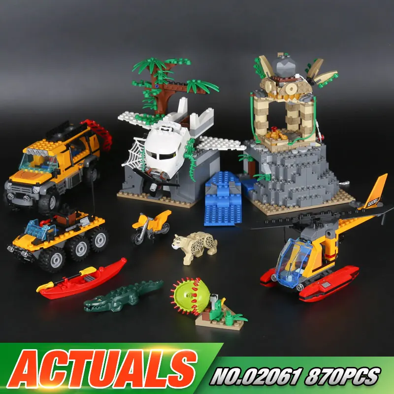 

Lepin 02061 Genuine 870Pcs City Series The Jungle Exploration Site Set 60161 Building Blocks Bricks Funny Christmas Gift For Kid