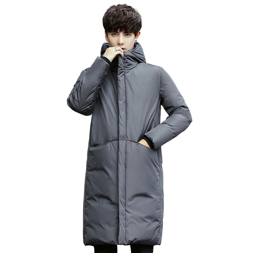 New thick winter men's white down Jacket brand clothing hooded black Gary long warm white duck down coat male coats 90wy