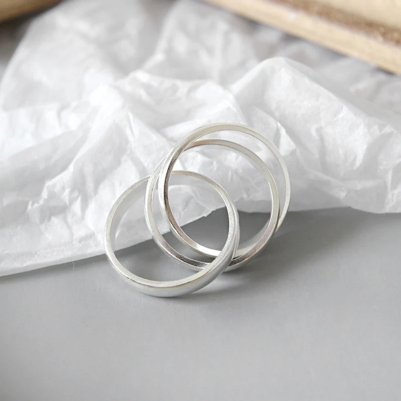 Набор серебряных колец для женщин F.I.N.S s990. высокое качество. Широкие матовые кольца с тремя кругами. Серебряные кольца на палец. Ювелирные изделия 990