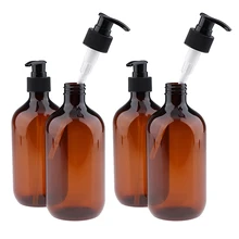 4 шт пустые полупрозрачные янтарные шампунь кондиционер насос бутылки контейнеры 500 мл для ванной комнаты