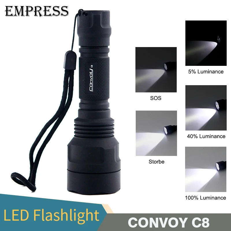 

Convoy C8 Flashlights 18650 Battery Lantern Linterna Torch Tactical Powerful LED Flashlight Waterproof For Diving Camping Hiking
