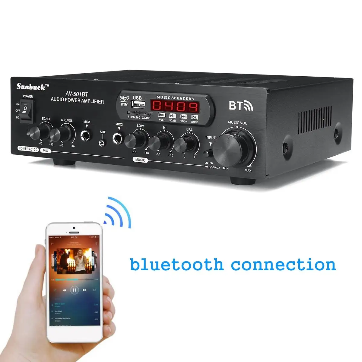 1200 Вт 220 В/110 в аудио усилитель мощности bluetooth 2,0 hifi динамик 4 микрофона дистанционное управление Поддержка FM USB SD карты bluetooth