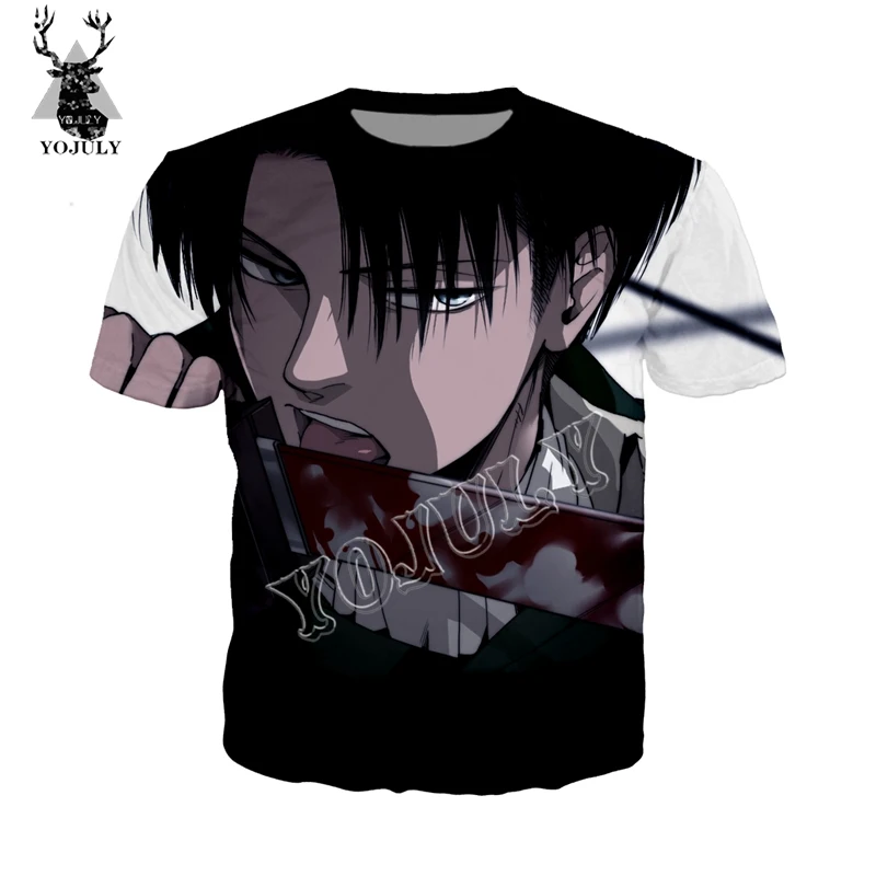 YOJULY Attack on Titan Levi · ackerman футболки с 3D принтом унисекс модная крутая повседневная одежда с коротким рукавом мужской пуловер Топы Y105 - Цвет: 14