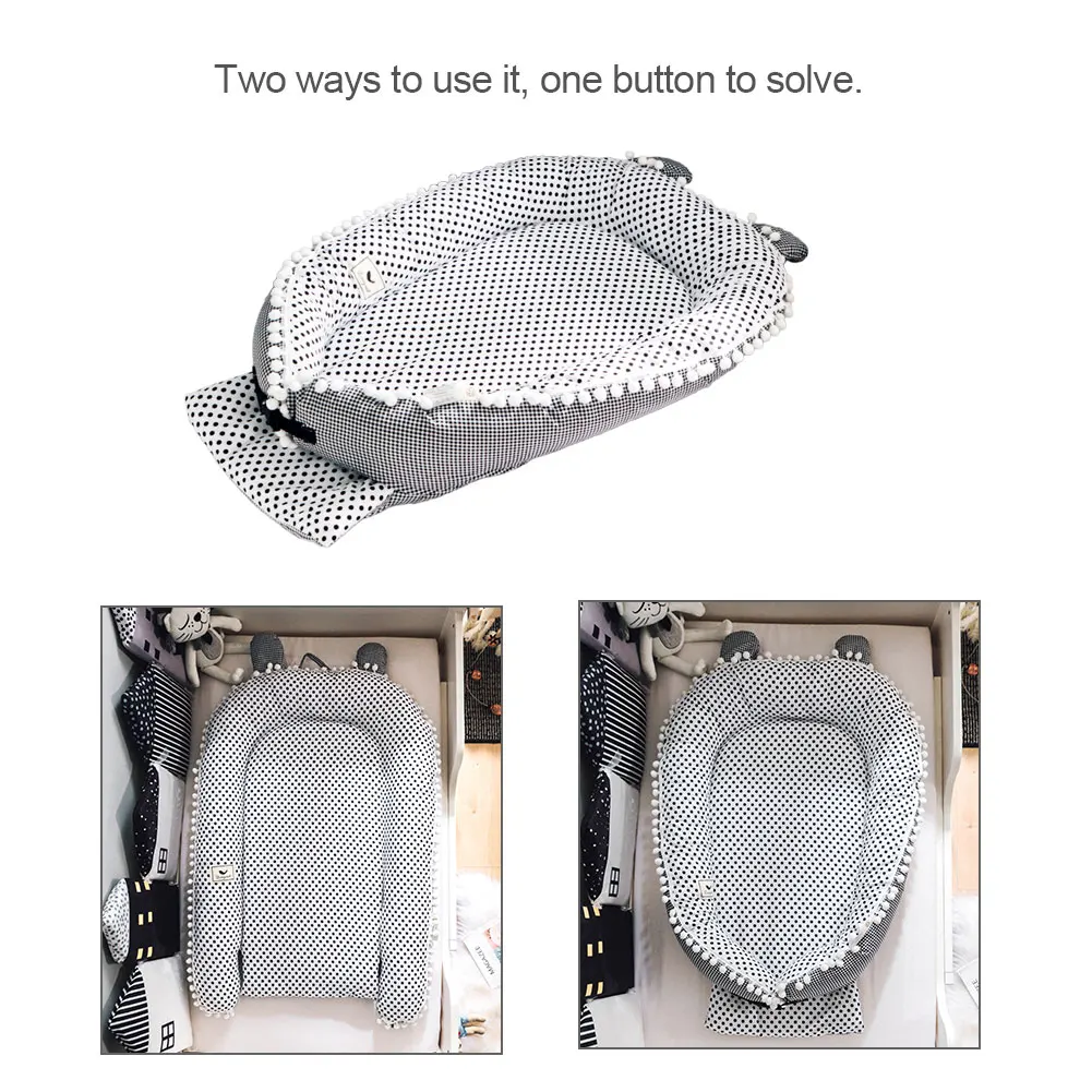 Хлопок Детская кровать Портативный Детская кровать складной новорожденных кроватки детской гнездо спальный младенческой колыбелью