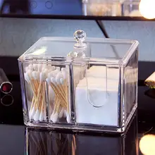 Top Quality Clear Acrylic Cotton Swabs Storage Box Case Cotton Swab Stick Toothpick Cosmetic Makeup Organizer Case Holder #508
