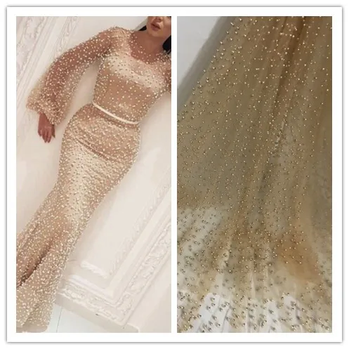 

good sale embroidered Mesh Tulle fabric with full beads nice looking SYJ-71522 Nigerian lace fabrics