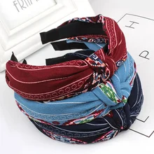 Dhl ИЛИ ems 500 шт Корейская простая шпилька для волос обруч Милая печатная ткань широкий боковой галстук-бабочка с наголовный обруч женская Горячая