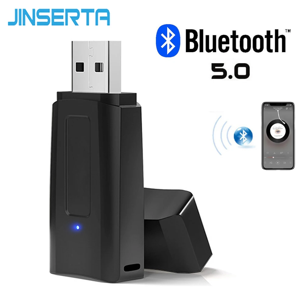 JINSERTA Bluetooth 5,0 приемник 3,5 мм Bluetooth адаптер Бесплатный привод USB беспроводной приемник для автомобиля ТВ динамик AUX аудио адаптер