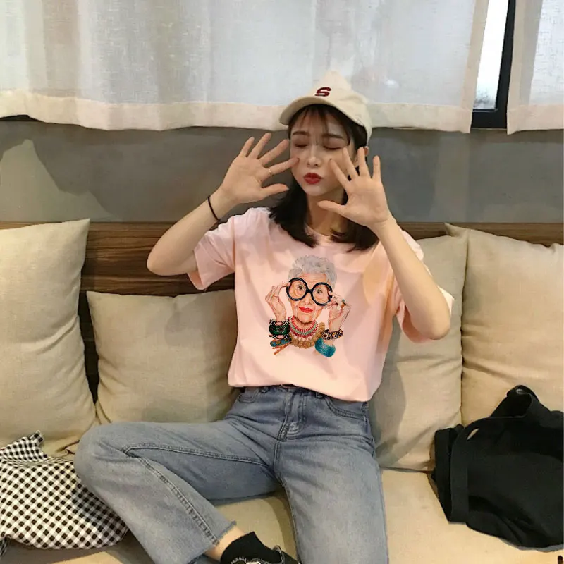 

CZCCWD Summer 2019 New Harajuku Kawaii Fashion Old Woman Streetwear T Shirt Leisure Short Sleeve Round Neck Thin Section Tshirt