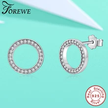 Серьги-гвоздики Forever из серебра и циркония, чистый 925 пробы, серебряные свадебные серьги для женщин, роскошные ювелирные изделия, аксессуары