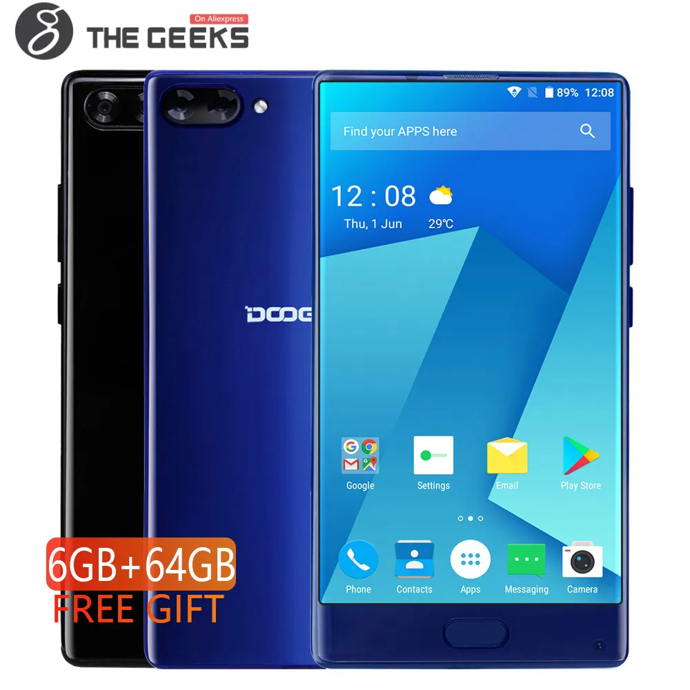 

DOOGEE MIX 6GB RAM+64GB ROM Helio P25 Android 7.0 MTK 2.5GHz Octa Core 5.5 Inch FHD Screen Dual Camera 4G LTE Smartphone