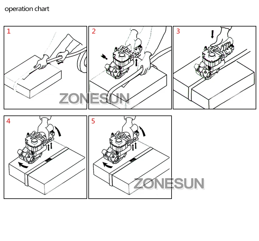 ZONESUN пневматический PET PP обвязочный инструмент портативный XQD-19 ПЭТ картонный ленточный ремень шиномонтажный станок для 12-19 мм