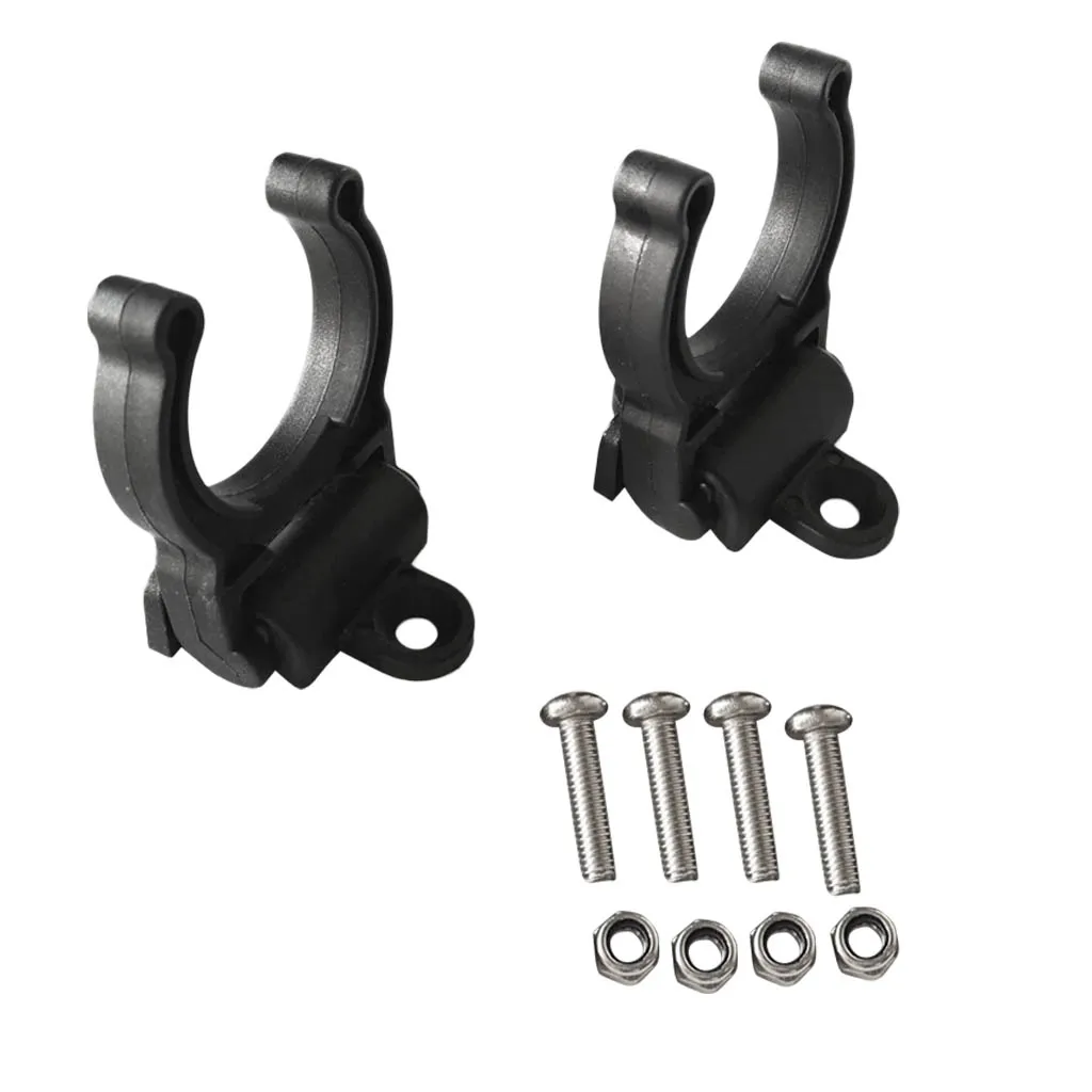 2 Pieces Nylon Kayak Marine Boat Rubber Canoe Paddle Fishing Rod Holder Clip with Screws Vertical Mounted