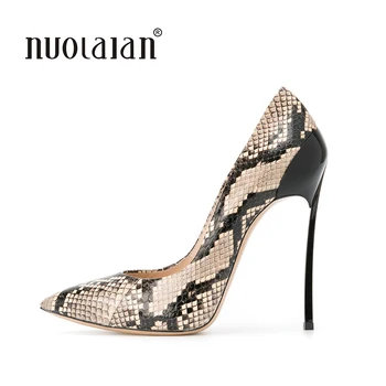 

High Quality women pumps Snake Printed high heel pumps shoes for women sexy pointed toe high heels party wedding shoes woman
