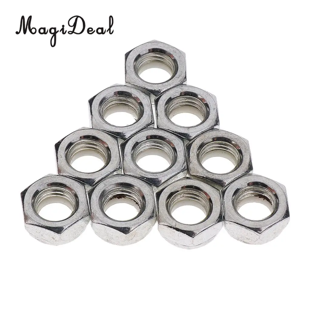 MagiDeal 10pcs Skateboard Truck Wheel Axle Mounting Screw Hex Nuts Replacement Longboard  Hardware Accessories