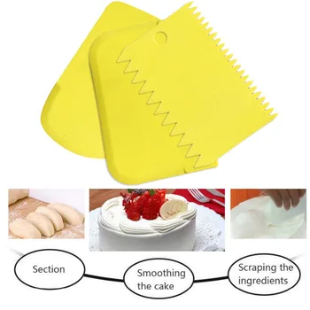 

Cake 3Pcs/set Plastic Dough Icing Fondant Scraper Cake Decorating Baking Pastry Tools Plain Smooth Jagged Edge Spatula Cutters