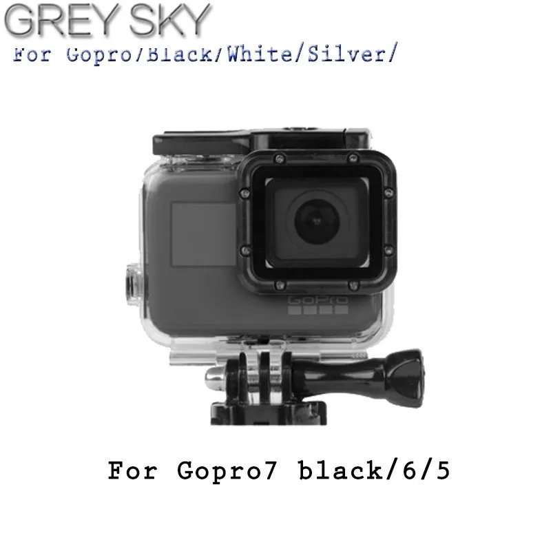 Водонепроницаемый чехол с сенсорным экраном для GoPro Hero 7 Black Go Pro Hero7 серебристый/белый защитный чехол для камеры аксессуары для крепления - Цвет: Черный цвет