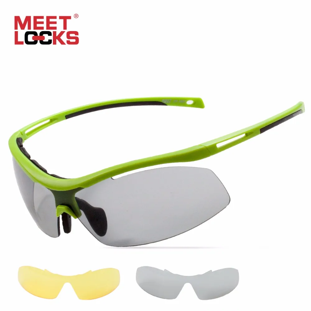  MEETLOCKS Cycling Glasses Sports Sunglasses Shatterproof Lens TR90 Frame 2 Lens For Outdoor Bicycle