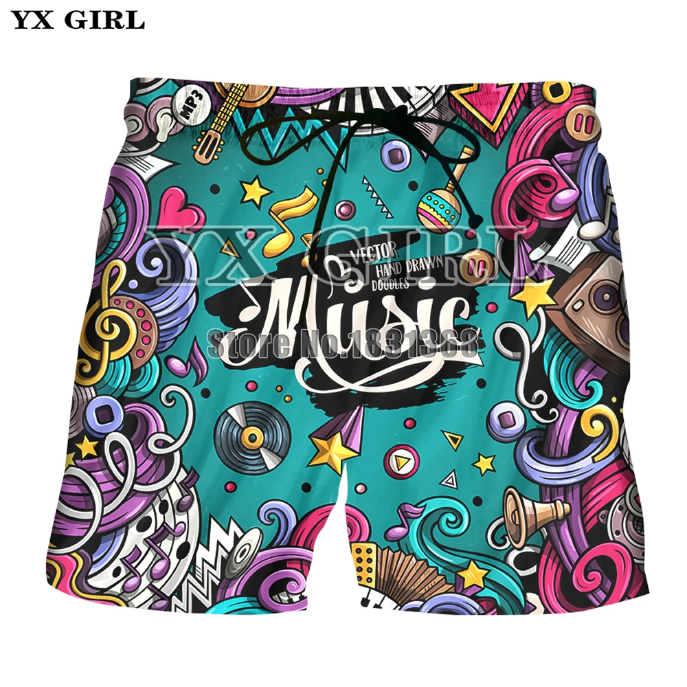 YX GIRL мужские повседневные шорты с 3D принтом музыкальные спортивные штаны мужские/женские летние Стильные пляжные мужские шорты унисекс