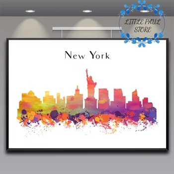 

New York in Springtime Watercolor city art Canvas Poster city map poster Wall Pictures for Living Room No Frame