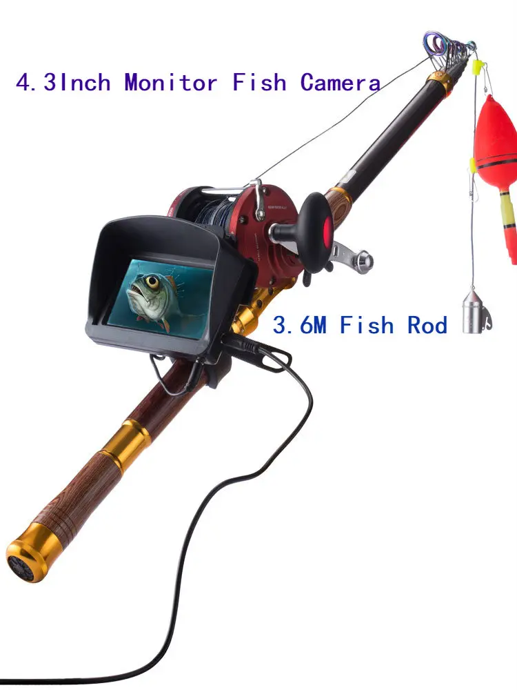 

PDDHKK 4.3inch Fish Camera 3.6M Fish Rod Underwater Fish Finder 8MP Resolution Lens 30M Cable Fishing Video Camera Ice Sea Fish