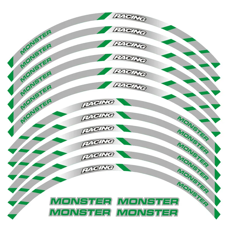 Новая высококачественная наклейка для колес мотоцикла 12 шт. светоотражающий обод в полоску для DUCATI MONSTER 695 696 796 1100 1100S - Цвет: 6