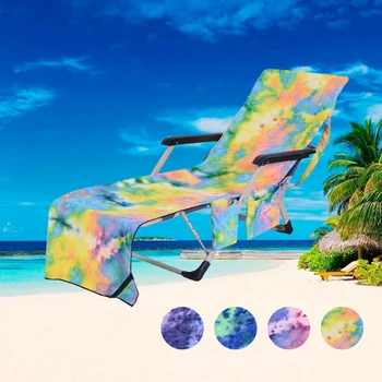 

Super Soft Microfiber Beach Chair Cover Folding Pocket Beach Towel Chaise Lounger Cover With Storage Pockets