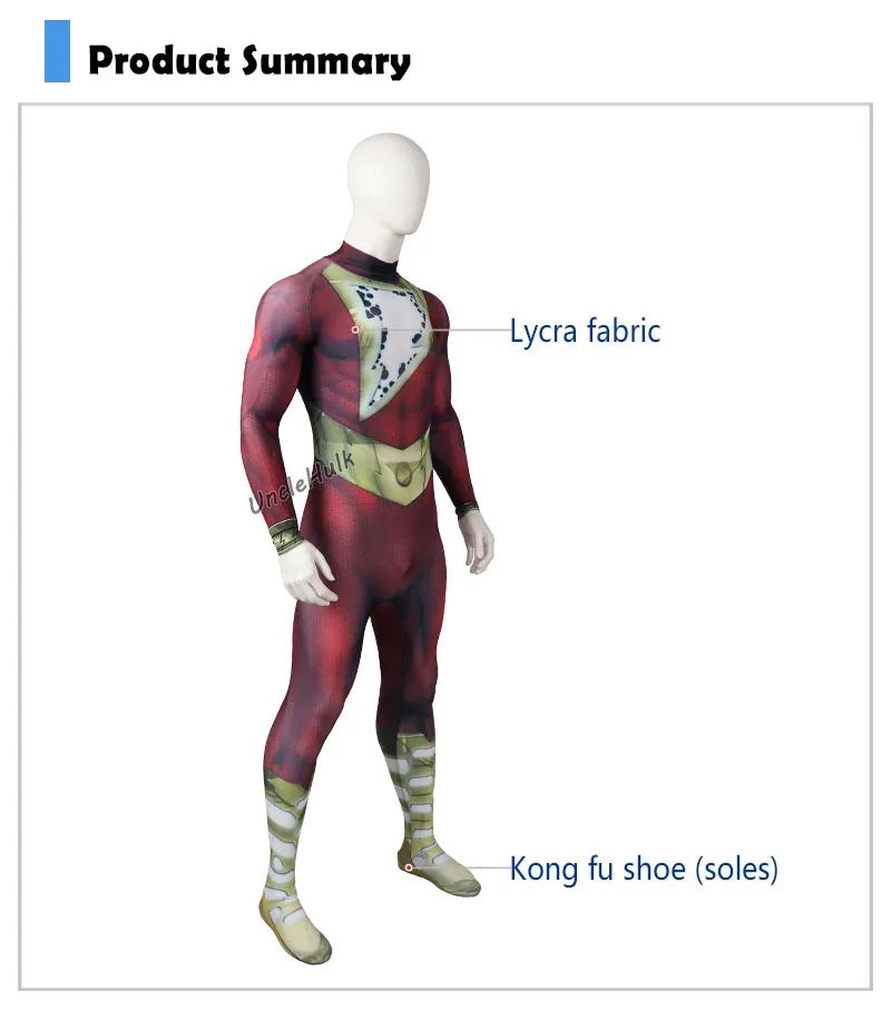 Капитан Marvel Shazam с принтом лайкра Zentai костюм фильм Shazam-Стиль 2 | UncleHulk