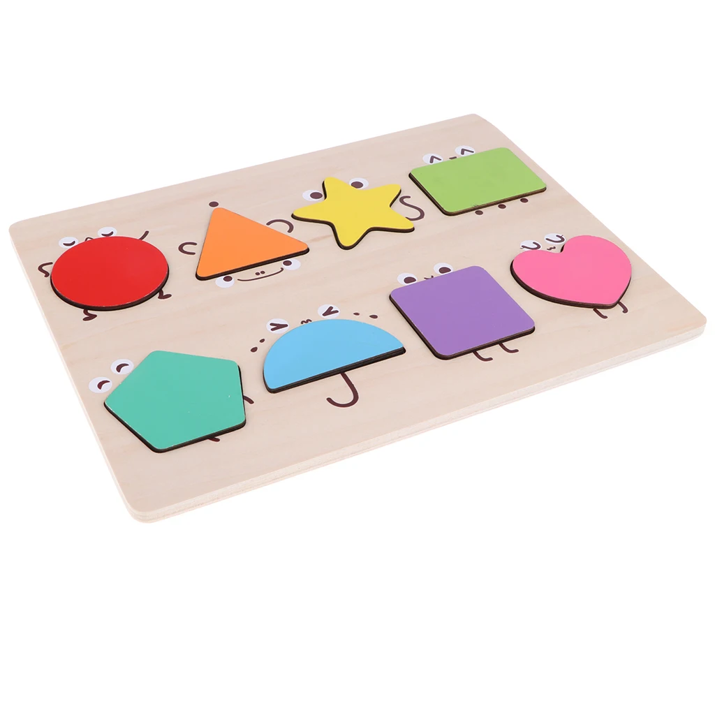 Wooden Geometric Block Board - Color & Shape Puzzle Baby Toddler Sorting & Stacking Game Early Developmental Toy