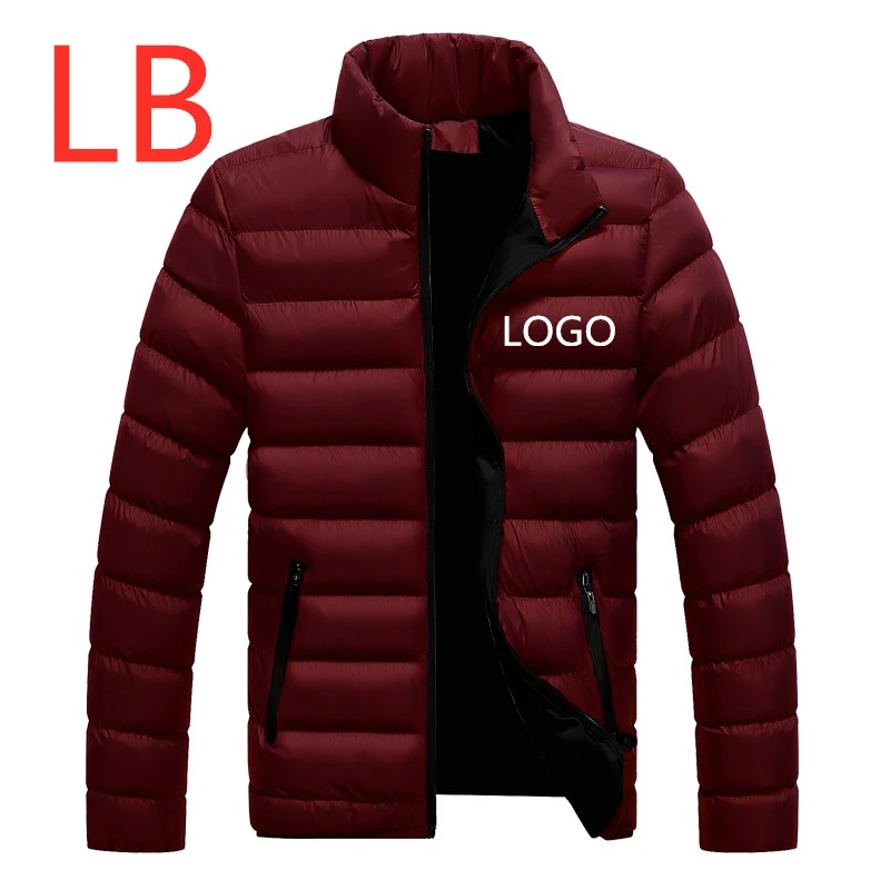 LB для мужчин с принтом бренда автомобилей логотип зимние теплые пуховики мужские с капюшоном большой размер мужской Harajuku Молодежные пуховики Верхняя одежда - Цвет: Wine Red