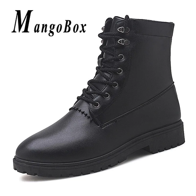 Boots Men Casual Shoes PU Leather Spring Men Boots Black Brown Mens Footwear Brand Men Shoes Rubber sole Work Boots For Men
