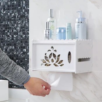 

Wood plastic tray toilet tray bathroom without punching paper towel holder bathroom toilet tray holder tissue box LO62220