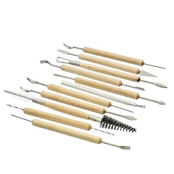 

Clay Sculpting Sculpt Smoothing Wax Carving Pottery Ceramic Tools Polymer Shapers Modeling Carved Tool Wood Handle Set