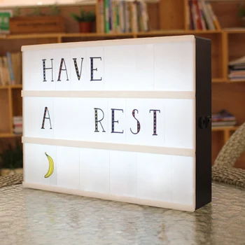 

New brand A6 Size LED Cinematic Light Box with DIY 90 PCS BLACK Letters Cards AAA Battery Powered Cinema Lightbox