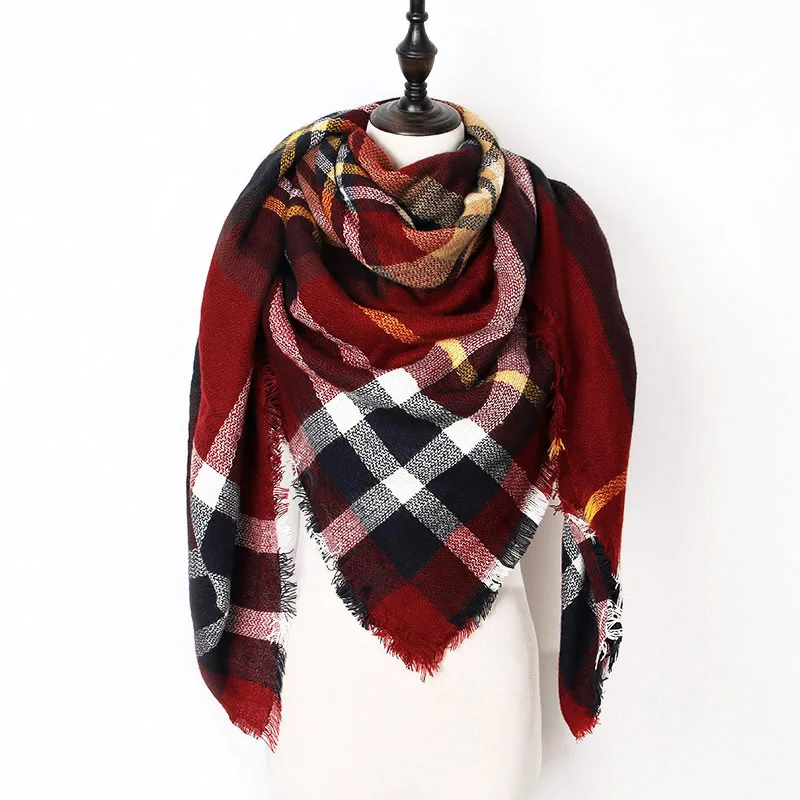 

Za Winter Scarf Women 2018 Triangle Warm Cashmere Scarf Female Luxury Brand Plaid Blanket Scarves and Shawls Drop Shipping