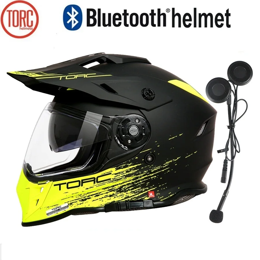 

Free shipping 1pcs TORC Flip up Full Face Helmet Dual Visor Carbon Fiber Wireless Bluetooth Headset Earphone Motorcycle Helmet