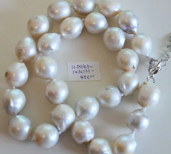 

ddh001514 Rare huge12-15mm south sea white baroque pearl necklace