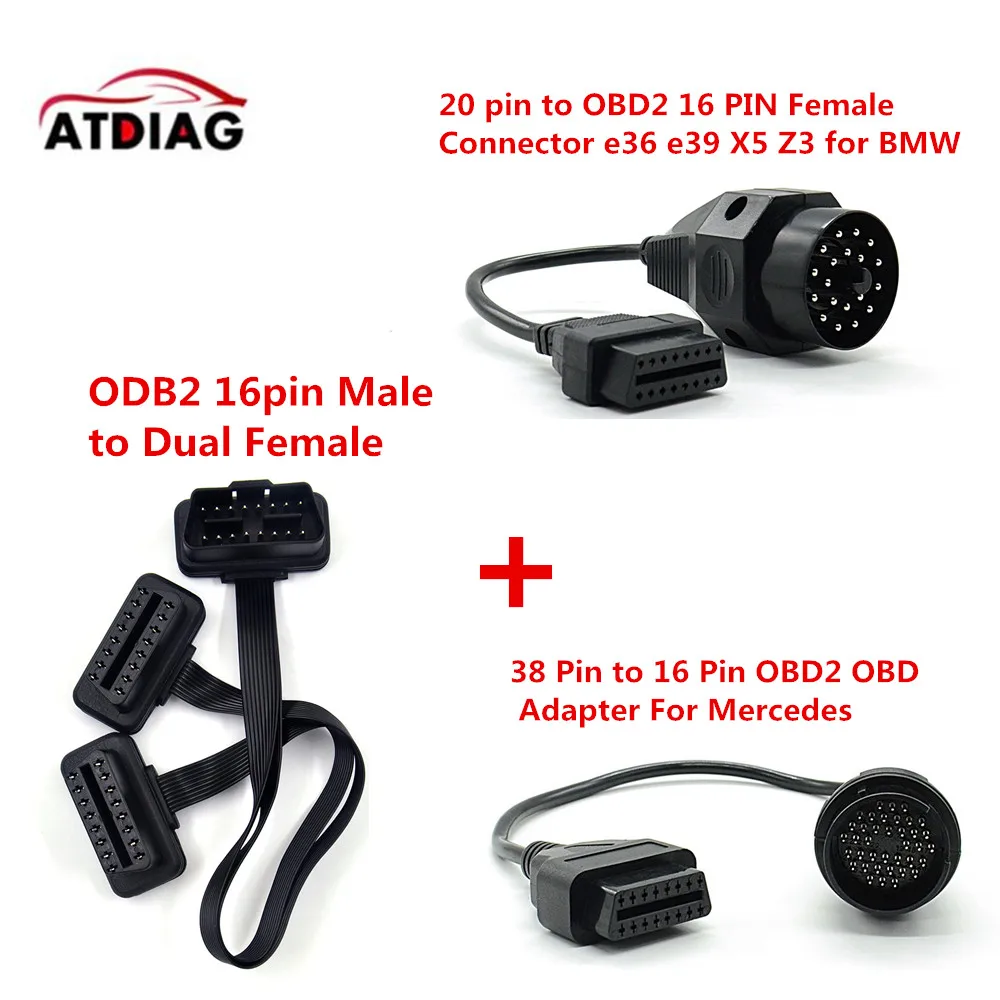ODB2 16pin Male к двойному Female OBDII OBD 16 контактный кабель для ELM327 Расширение