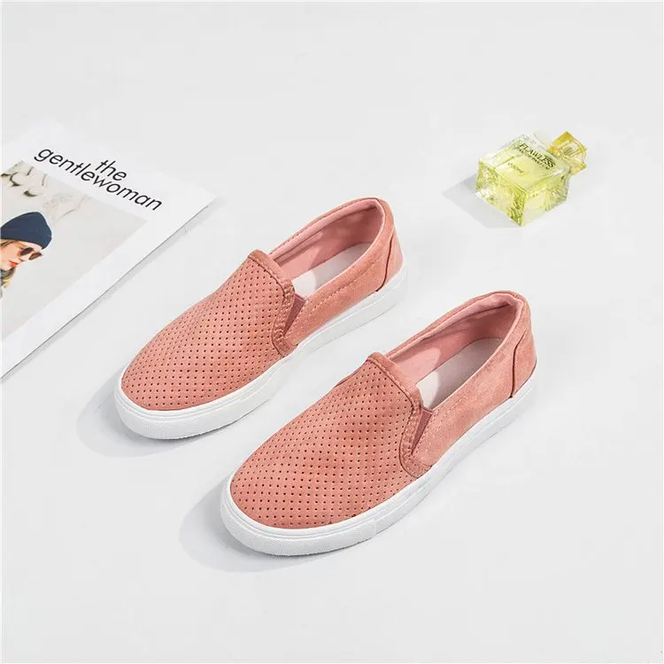 

PUIMENTIUA 2019 Women Fashion Sneakers Breathable Flat Shoes Size 35-43 Shoes Woman Leather Loafers Slip on