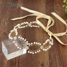 TOPQUEEN HP115 свадебные золотые повязки на голову для Свадебная вечеринка груши и украшенные стразами и бисером; средства по уходу за волосами Аксессуары модные украшения для волос