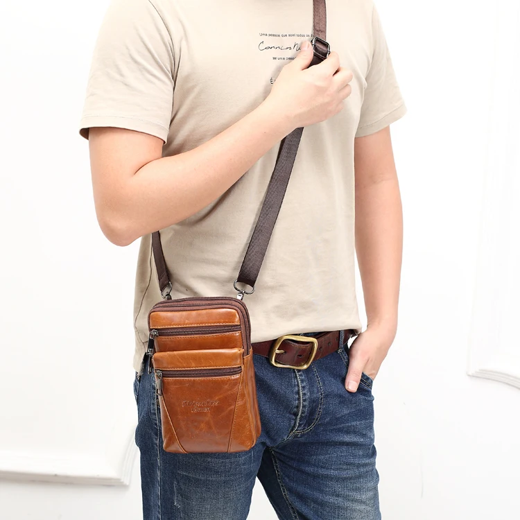 Кожаный пояс сумки Для мужчин сумка дорожная сумка мужской Crossbody сумки телефон Чехол кошелек Повседневное поясная сумка
