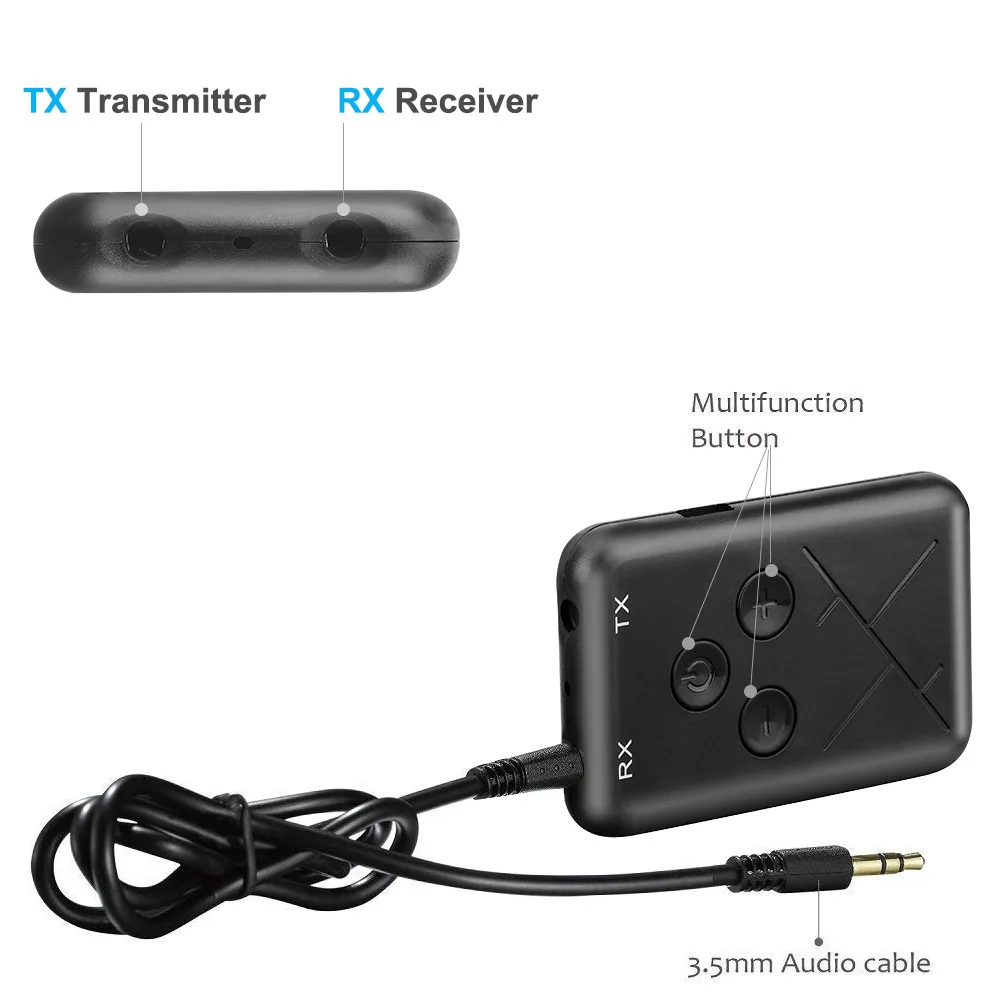 2в1 Bluetooth передатчик приемник 3,5 мм Беспроводная стерео Музыка Аудио кабельный ключ доступа Bluetooth V4.2 адаптер для ТВ DVD Mp3 PC