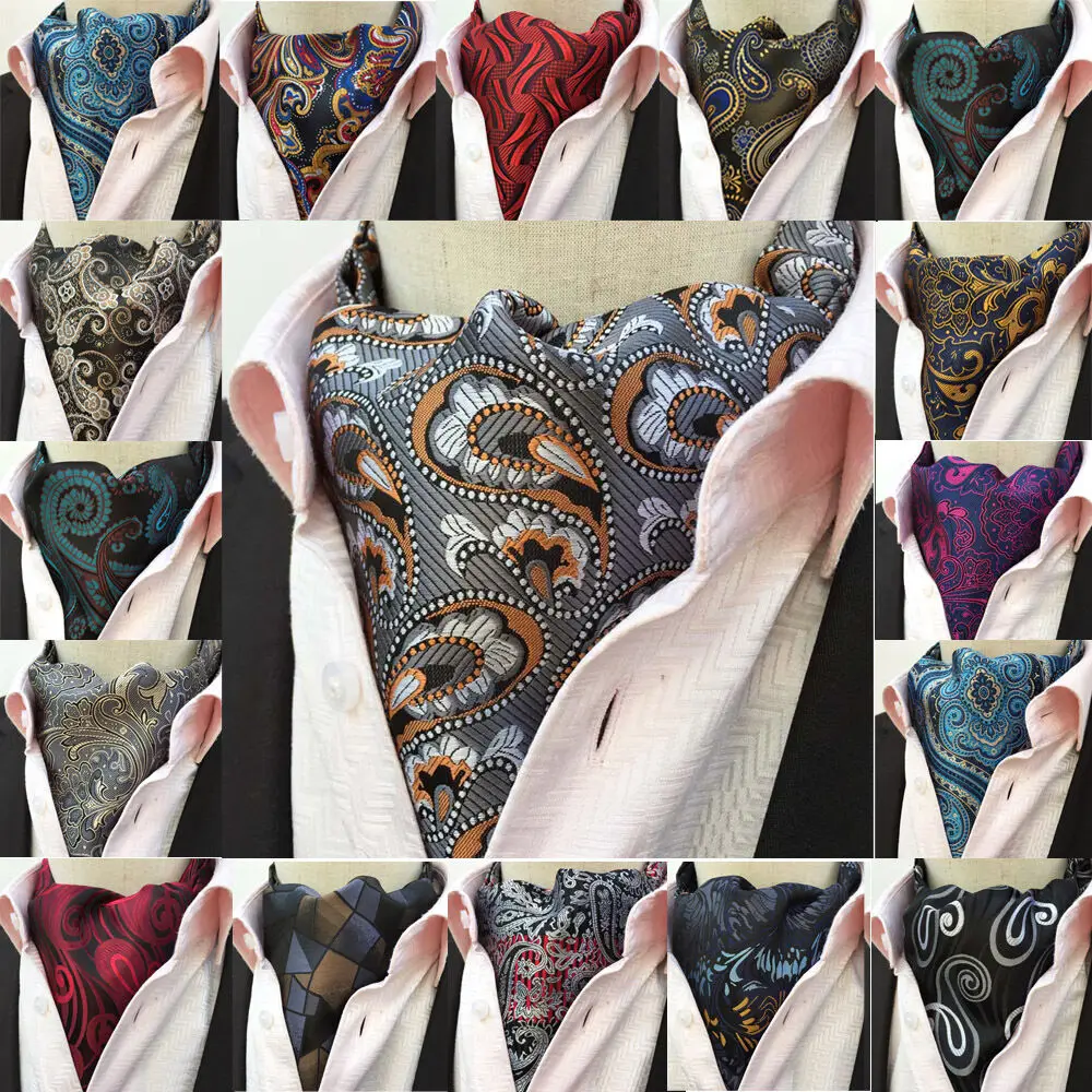 Мужской классический жаккардовый шелк Пейсли длинные шарфы галстук Аскот шеи галстуки джентльмен HZTIE0180