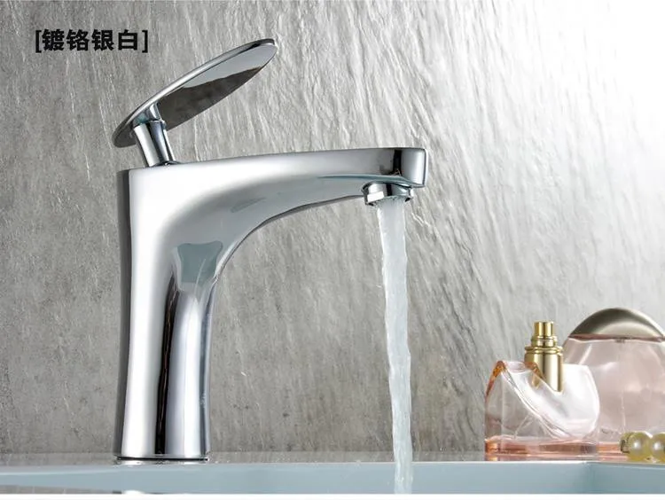 

Free shipping high quality all copper faucet lavatory basin cold hot basin faucet single handle single-hole Chrome finish