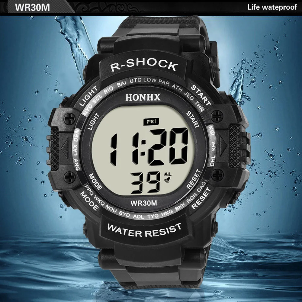 

Fashion Men's LED Waterproof Digital Rubber Quartz Military Luxury Sport Date Watches Relojes De Hombre Top Marca De Lujo
