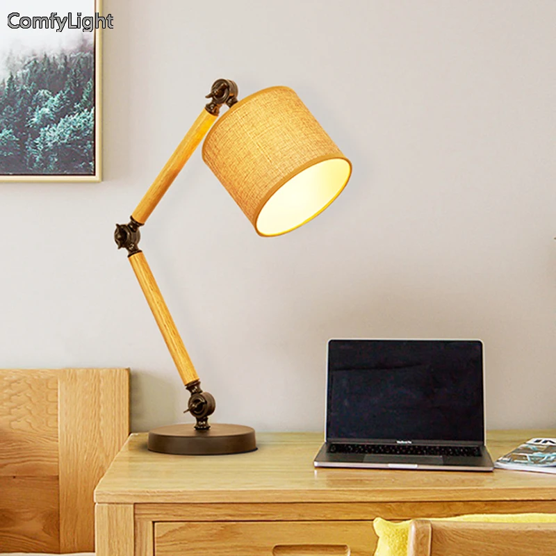 

LED Desk Lamp wood Swing Arm Led Desk Lamp 6W Eye-Care Led Table Lamp bedside night light adjust nordic design Led Reading Light