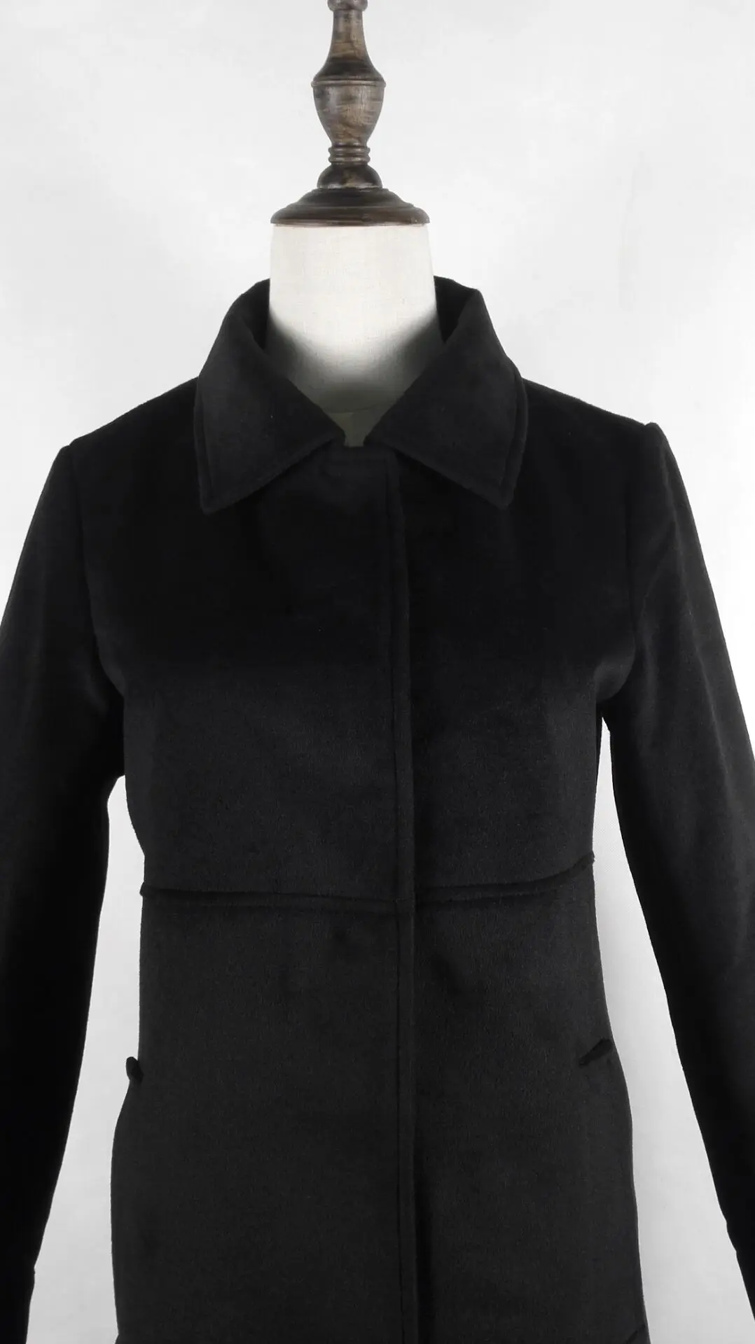 ZADORIN женские пальто и куртки зимнее длинное шерстяное пальто с длинным рукавом на одной пуговице с отворотом Тонкий черный шерстяной Блейзер Пальто