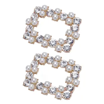 

DIY Lady Shoes High Heel Sandals Decoration Luxury Rhinestone Pearl Simulation Charms Jewelry Square Hollow Ornaments Fashion