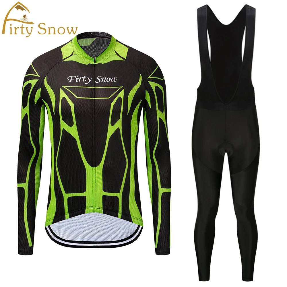 

2019 Pro Bike Jersey Set Long Sleeve Cycling Clothing Sets Breathable Bicycle Wear Anti-sweat MTB Bike Cycling Jersey Bib Pants